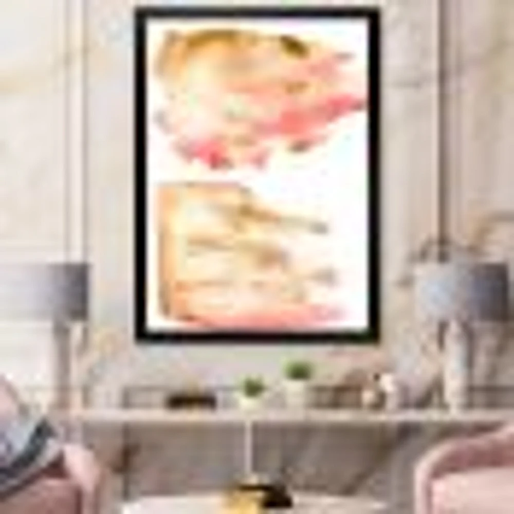 Pink Gold Red and Beige Abstract Clouds  Canvas Wall Art Print