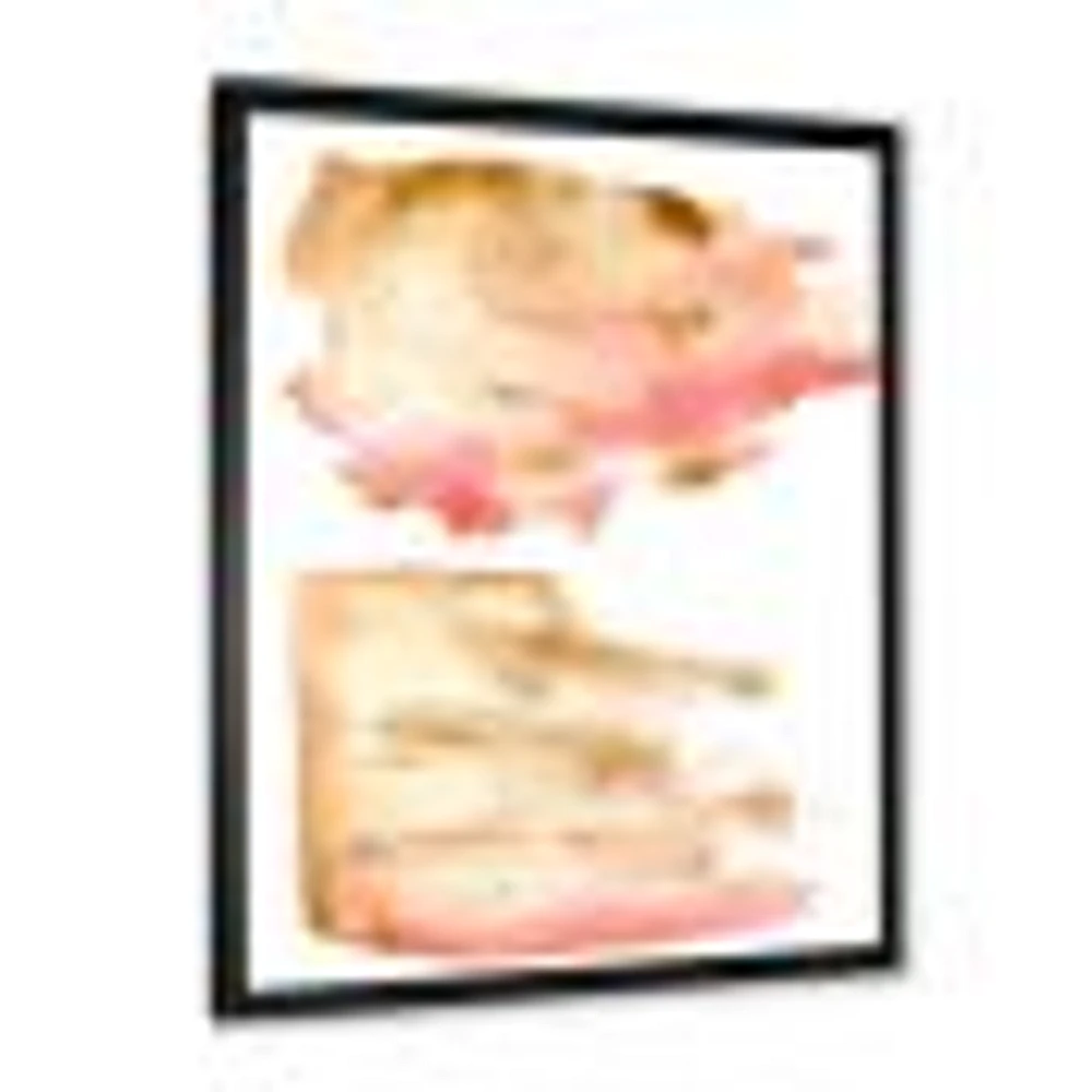 Pink Gold Red and Beige Abstract Clouds  Canvas Wall Art Print