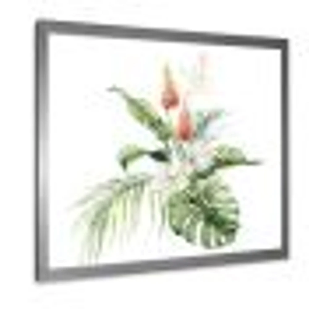 Tropical Bouquet with Lupine Plumeria Palm Leaves Wall Art