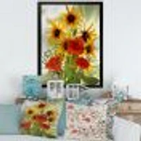 SunFlowers and Poppies The Wild  Canvas Wall Art Print