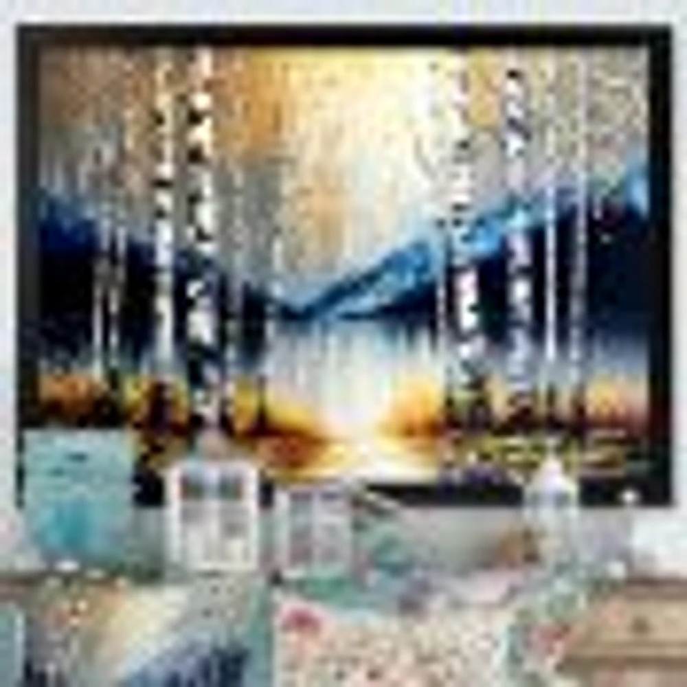 Monochrome Golden Birch Trees By The River IV Wall Art