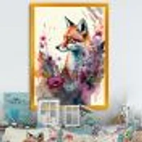 Cute Fox Floral Art Wall