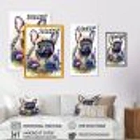 Cute Frenchie Floral Art I Wall