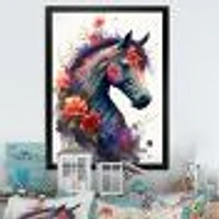 Cute Horse Floral Art I Wall