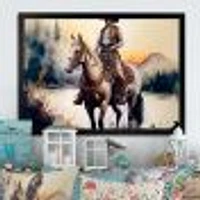 Western Cowboy Riding A Horse Wall Art