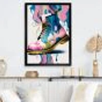 Pink And Blue Art Deco Army Shoes Wall