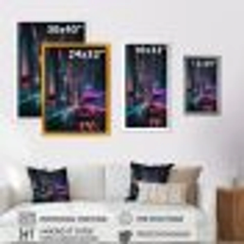 Futuristic Miami Neon Art Wall