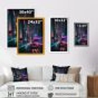 Futuristic Miami Neon Art Wall