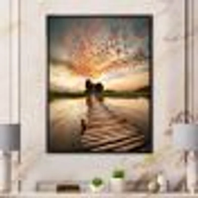 Makeshift Wooden Pier Over River  Canvas Wall Art