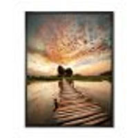 Makeshift Wooden Pier Over River  Canvas Wall Art