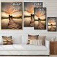 Makeshift Wooden Pier Over River  Canvas Wall Art