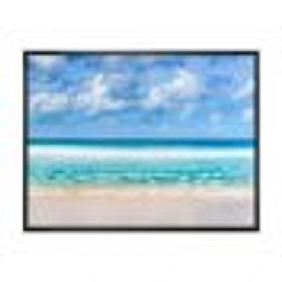 Tranquil Beach Under White Clouds  Canvas Artwork