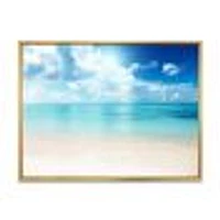 Sand of Beach Blue Caribbean Sea  Canvas Wall Art Print