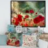Wild Red Poppy Flowers Sky  Canvas Art Print