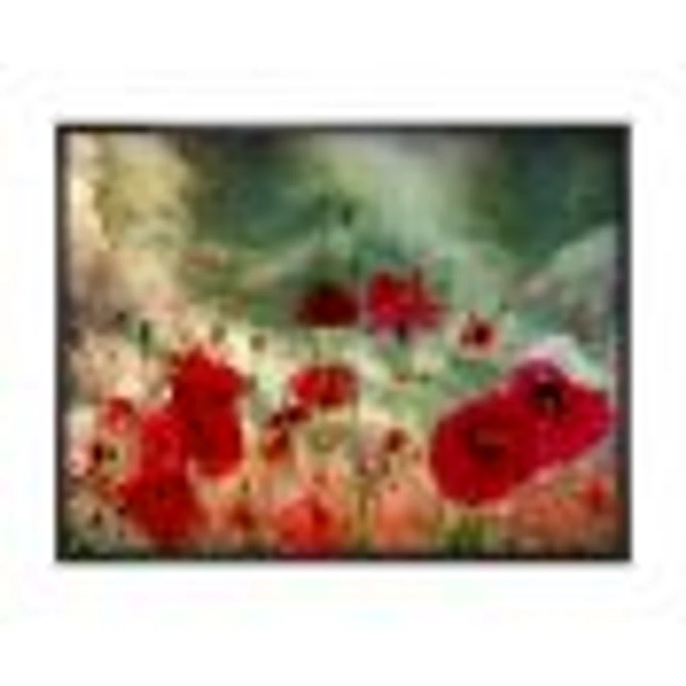 Wild Red Poppy Flowers Sky  Canvas Art Print