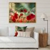 Wild Red Poppy Flowers Sky  Canvas Art Print