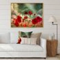 Wild Red Poppy Flowers Sky  Canvas Art Print