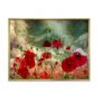 Wild Red Poppy Flowers Sky  Canvas Art Print