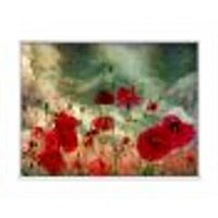 Wild Red Poppy Flowers Sky  Canvas Art Print