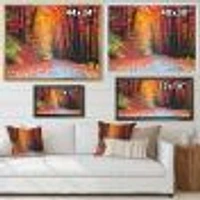Road Beautiful Autumn Forest  Canvas Art