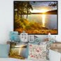 Beautiful View of Sunset over Lake Wall Artwork Print on Canvas