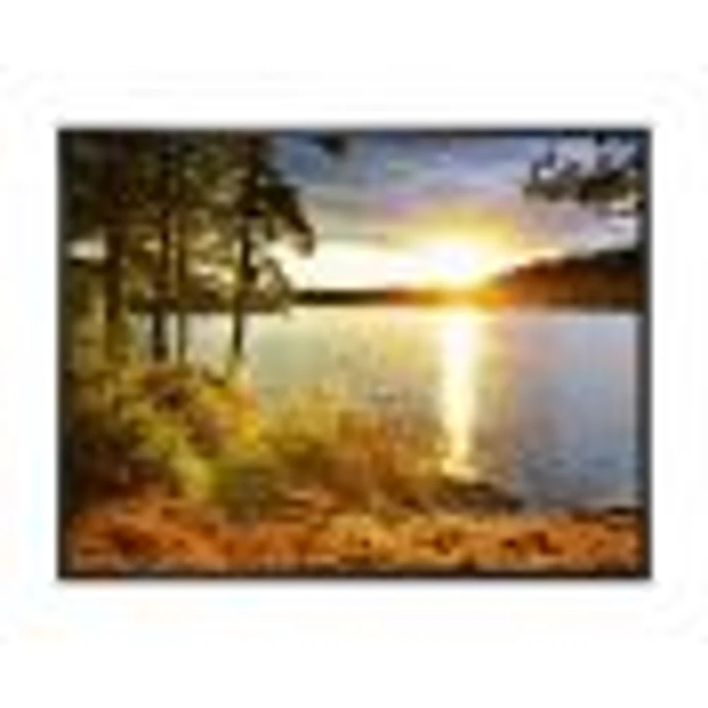 Beautiful View of Sunset over Lake Wall Artwork Print on Canvas