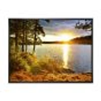 Beautiful View of Sunset over Lake Wall Artwork Print on Canvas