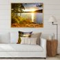 Beautiful View of Sunset over Lake Wall Artwork Print on Canvas
