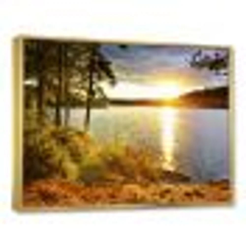 Beautiful View of Sunset over Lake Wall Artwork Print on Canvas