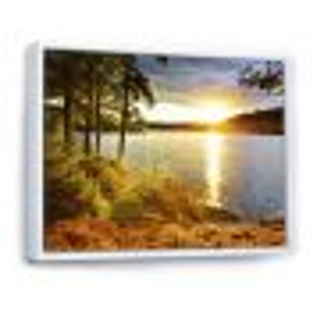Beautiful View of Sunset over Lake Wall Artwork Print on Canvas