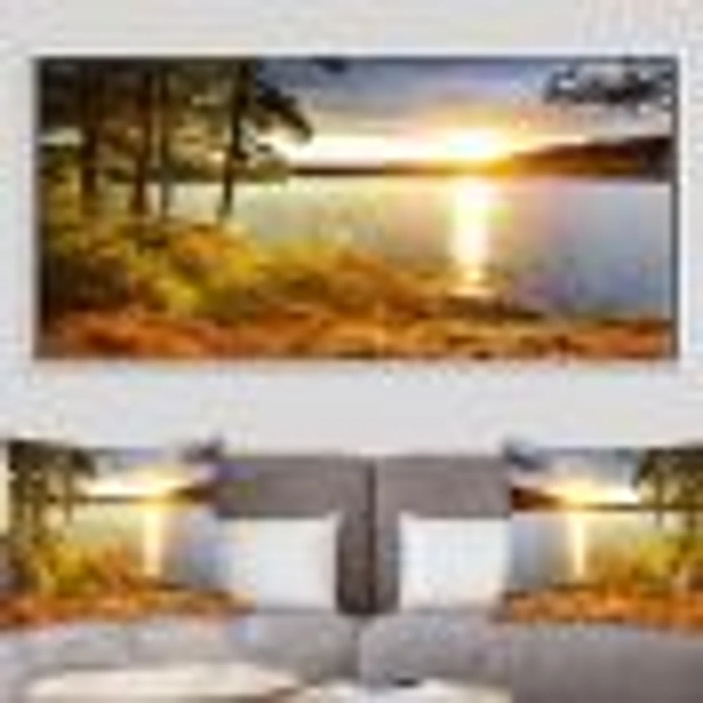 Beautiful View of Sunset over Lake Wall Artwork Print on Canvas