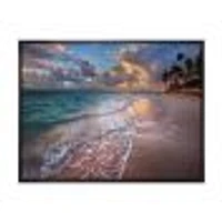 Palm Trees on Clear Sandy  Art Print Canvas