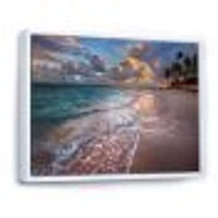 Palm Trees on Clear Sandy  Art Print Canvas
