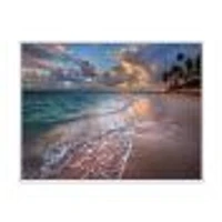 Palm Trees on Clear Sandy  Art Print Canvas