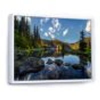 Mountain Lake Surrounded by Trees  Artwork Canvas Print