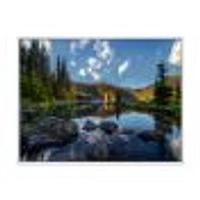 Mountain Lake Surrounded by Trees  Artwork Canvas Print