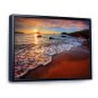 Stunning Ocean Beach at Sunset  Art Print on Canvas