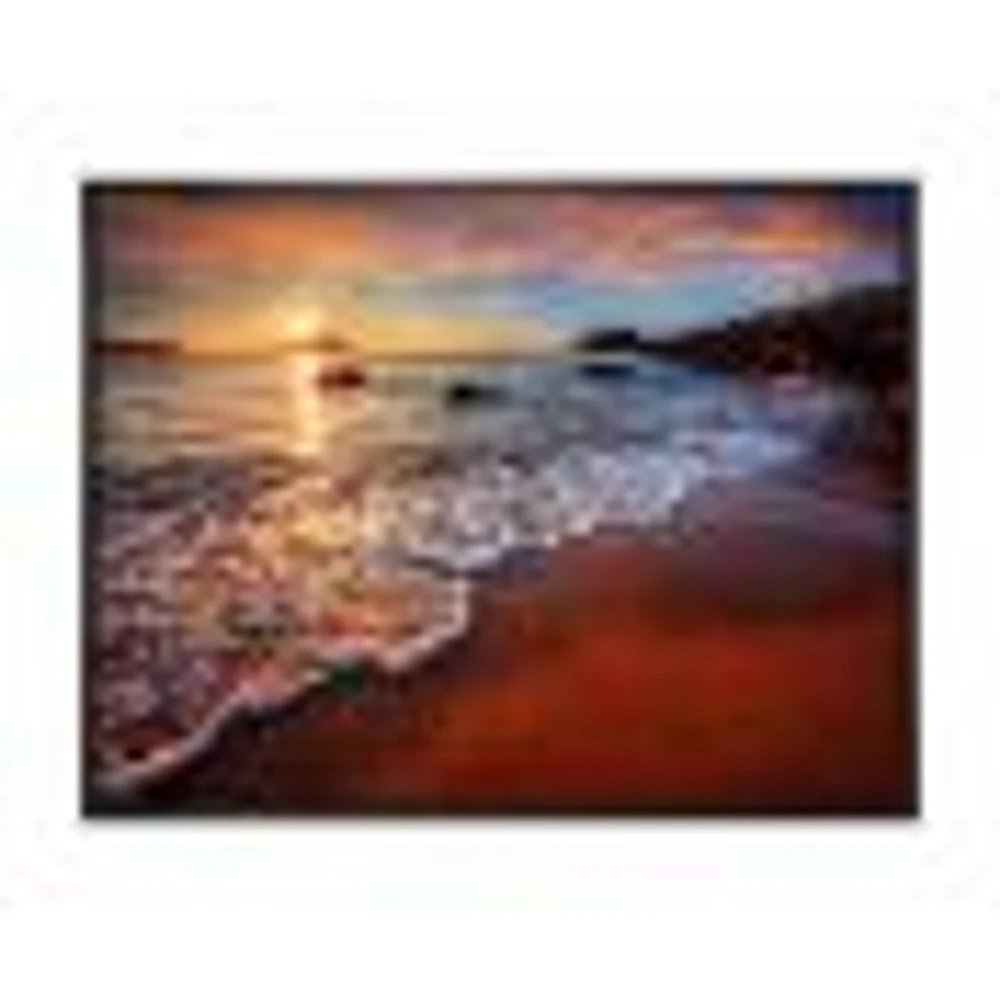 Stunning Ocean Beach at Sunset  Art Print on Canvas