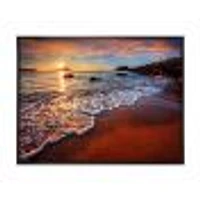 Stunning Ocean Beach at Sunset  Art Print on Canvas