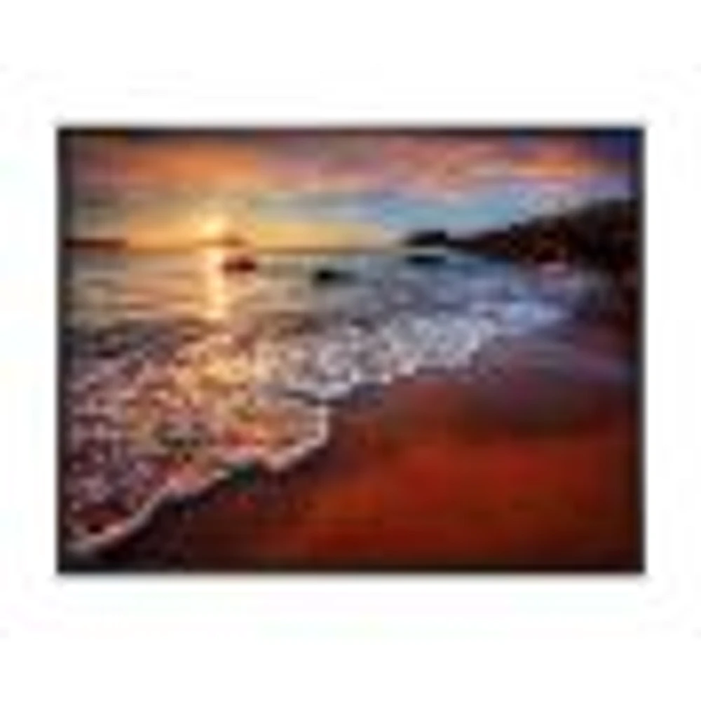 Stunning Ocean Beach at Sunset  Art Print on Canvas