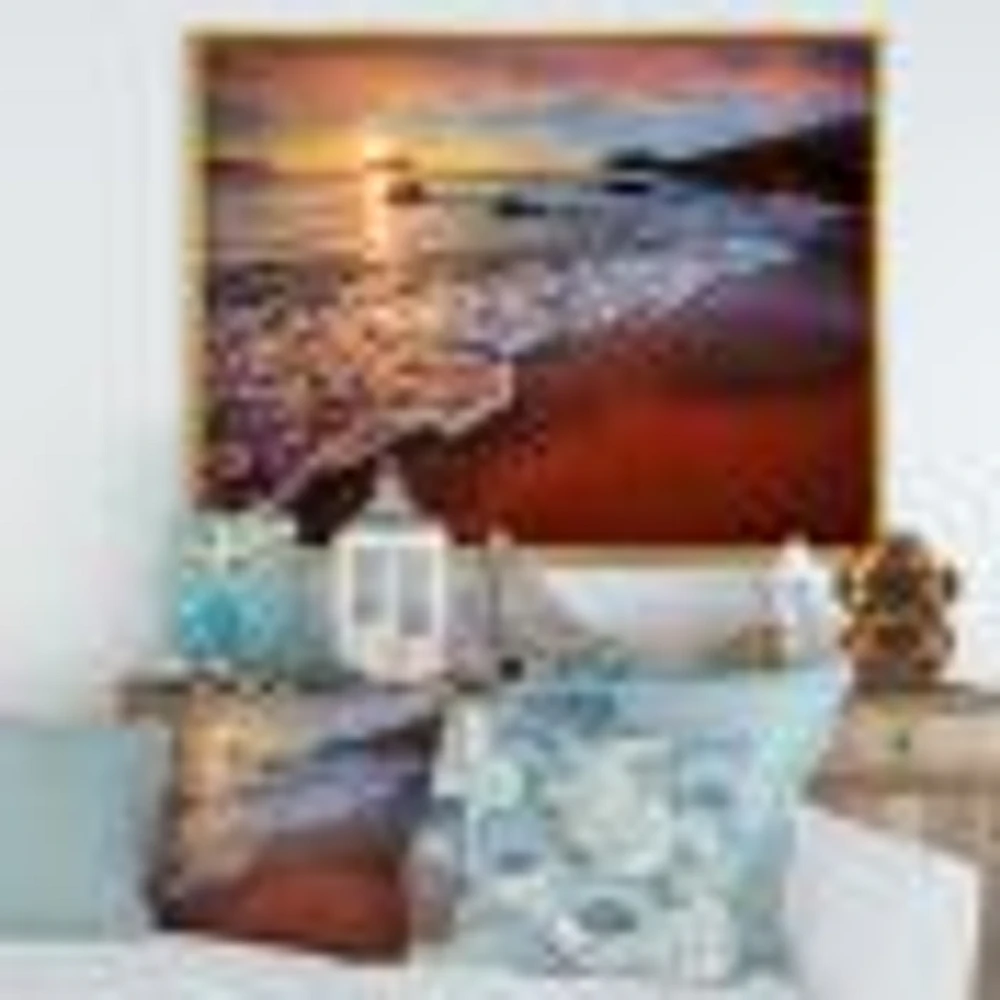 Stunning Ocean Beach at Sunset  Art Print on Canvas