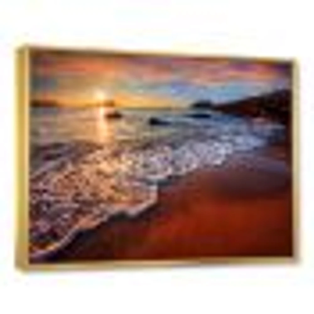 Stunning Ocean Beach at Sunset  Art Print on Canvas