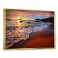 Stunning Ocean Beach at Sunset  Art Print on Canvas