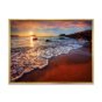 Stunning Ocean Beach at Sunset  Art Print on Canvas