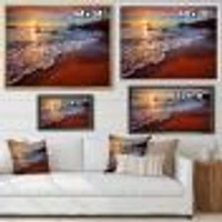 Stunning Ocean Beach at Sunset  Art Print on Canvas