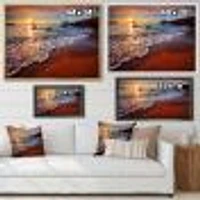 Stunning Ocean Beach at Sunset  Art Print on Canvas