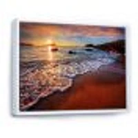 Stunning Ocean Beach at Sunset  Art Print on Canvas