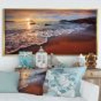 Stunning Ocean Beach at Sunset  Art Print on Canvas