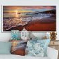 Stunning Ocean Beach at Sunset  Art Print on Canvas
