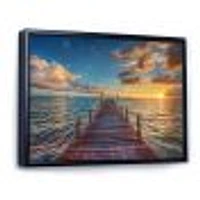 Brilliant Sunrise over Sea Pier  Canvas Wall Art